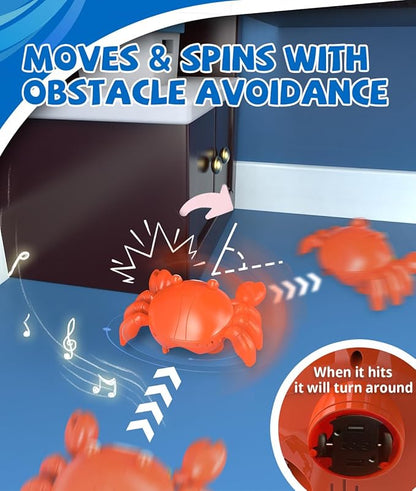 Bubble Machine - 360° Crawling Crab, Auto Obstacle Avoidance, USB-C Rechargeable, LED & Music - Tummy Time Toys for Infant, Toddlers, Kids, Boys, Girls - Gifts for Easter, Outdoor, Birthday, Parties