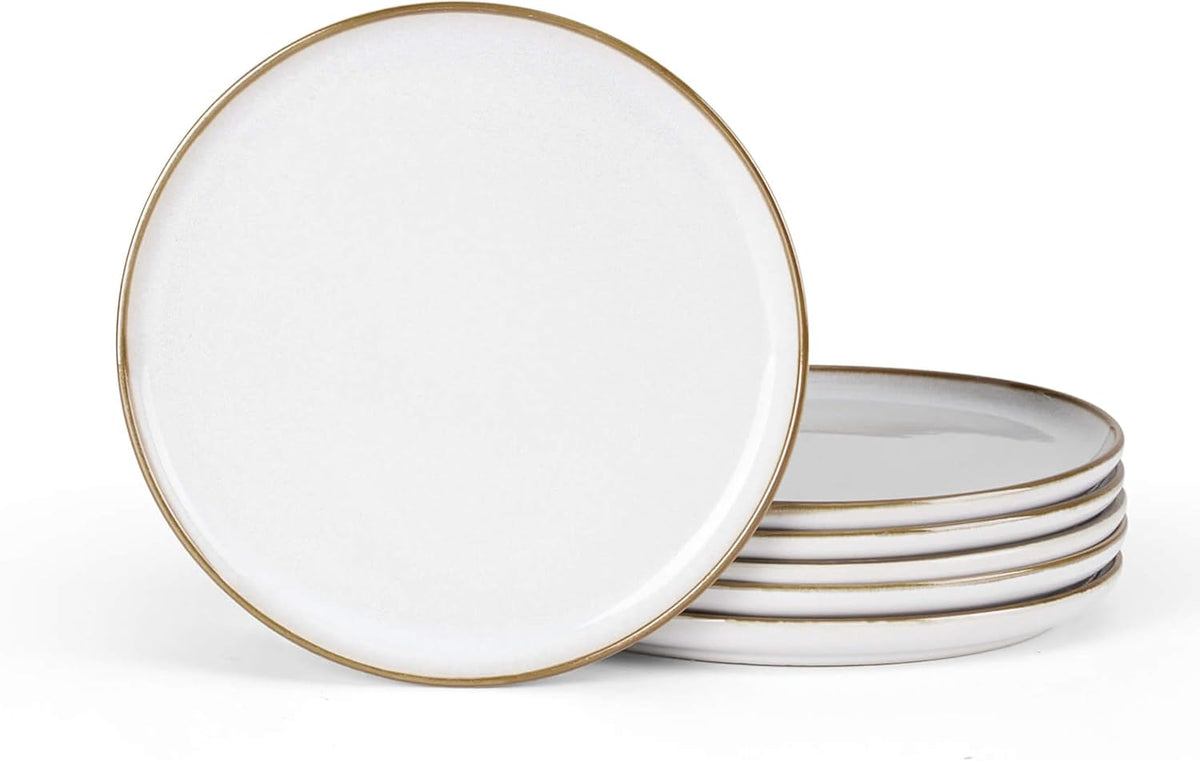 Herogo Ceramic 7.9 Inch Porcelain Dessert Plates Set of 6, Small Stoneware Dinner Plate Set
