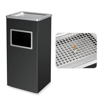 BEAMNOVA Trash Can Indoor Outdoor Black Stainless Steel Commercial Garbage Can Industrial Garbage Enclosure Inside Cabinet with Lid Waste Container, Black, 31 * 25 * 61 cm / 12.2 * 9.8 * 24 in