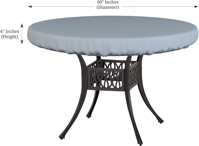 Covers & All Round Table Top Cover, 18 Oz Heavy Duty Waterproof UV & Weather Resistant Patio Table Cover, Outdoor Table Cover for Patio Outdoor Furniture & Coffee Table (60" Dia x 4” H Inches, Grey)