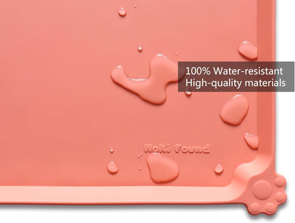 Hoki Found L Silicone Non Slip Pet & Cat Dog Feeding Tray - Waterproof & Pet Water Mats for Carpet - Burnt Coral
