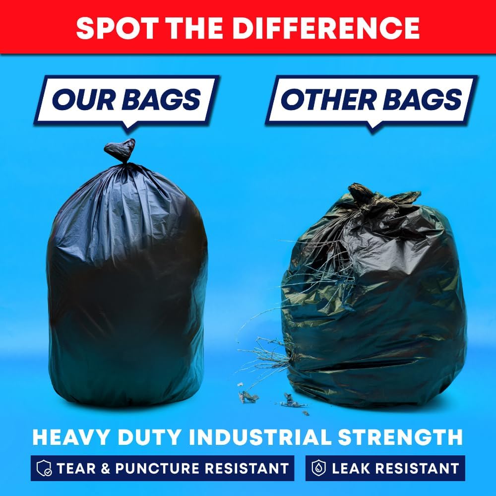 Veska 65 Gallon Trash Bags Heavy Duty | 120 Count | 64 Gallon Trash Bags for Toter - Large Garbage Bag 70 Gallon