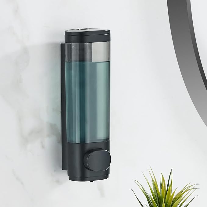Pollock Shower Dispenser - 1 Chamber No Drill Shampoo & Conditioner Dispenser for Bathroom, Large Capacity, Black