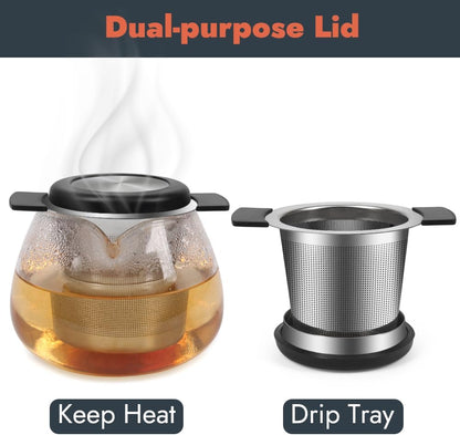 2pcs Tea Infuser for Loose Leaf Tea, Stainless Steel Tea Steeper with Heat Proof Handle, Extra Fine Mesh Tea Strainer, Gift for Tea Lovers (Black