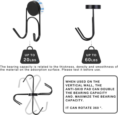 Magnetic Hooks 304 Stainless Steel Hooks Heavy Duty Magnets Hanging Hooks for Refrigerator Grill Toolbox Cabins Outdoor,Cruise Essentials Camper Accessories,8pack(Black,1.3in-2 60Lbs)