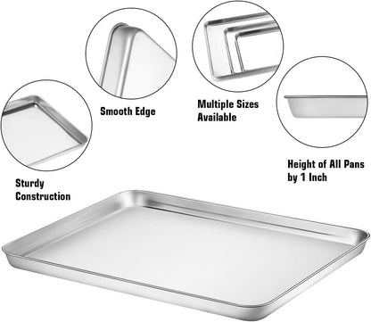 Wildone Baking Sheet with Silicone Mat Set, Set of 6 (3 Sheets + 3 Mats), Stainless Steel Cookie Sheet Baking Pan with Silicone Mat