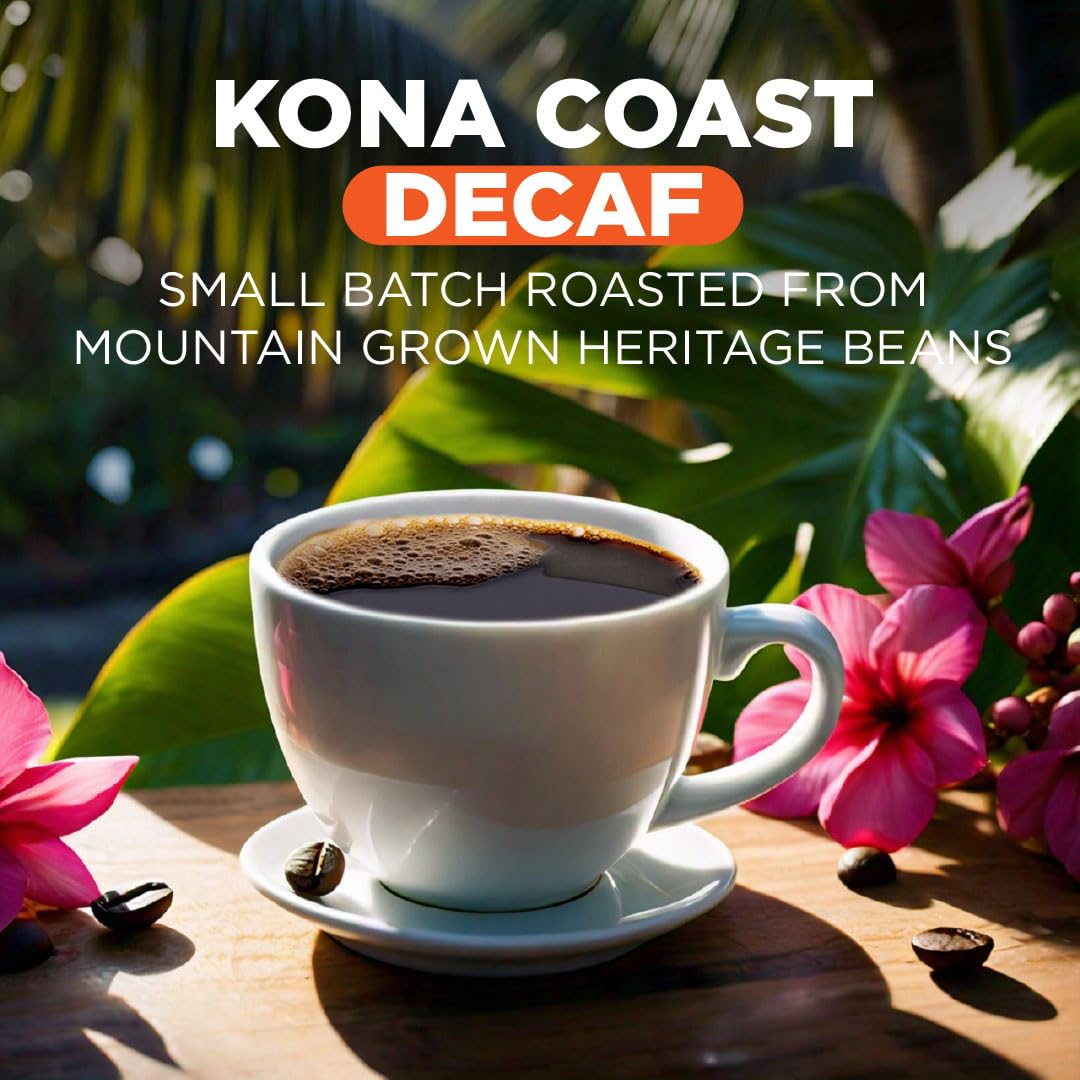 Maud's Decaf Kona Coffee Pods, 36 ct, Decaffeinated Medium Roast Coffee in Recyclable Single Serve Pods – 100% Arabica Coffee