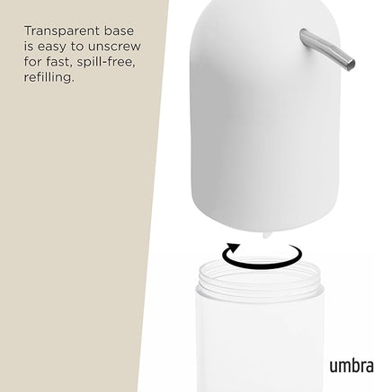 Umbra Touch Soap Dispenser Pump 13 oz (384 ml) Capacity for Liquid Soap or Hand Sanitizer, Easy to Refill, White