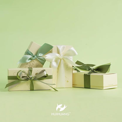 HUIHUANG Sage Green Satin Ribbon 3/8 inch x 50 Yards, Sage/Moss/Light Green/Dusty Sage Satin Assorted Ribbons for Gift Wrapping Bridal Baby Shower Decor Floral Bouquet DIY Crafts