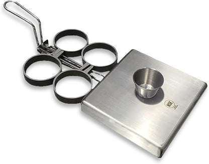 Rattleware Stainless Steel Egg Rings - Commercial-Grade, Even Cooking, Heat-Resistant Handle, Ideal for Frying Eggs - Durable & Trusted by Professional Chefs Worldwide (4 Ring Set)