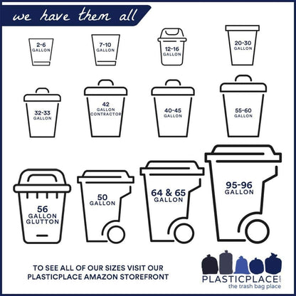 Plasticplace Contractor Trash Bags 33 Gallon - 3.0 Mil, Heavy Duty Garbage Bag 33” x 39”, Black, 50 Count