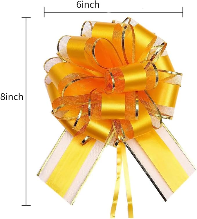 HQJAXJ 6 Pcs Pull Bows - Gift Wrapping Bows for Christmas, Wedding, Valentine's Day - 6 Inch (Yellow)