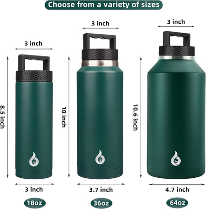 Bjpkpk Insulated Water Bottles, Dishwasher Safe 18 oz Water Bottle with Handle, Leakproof BPA Free Water Jug, Stainless Steel Thermos for Sports