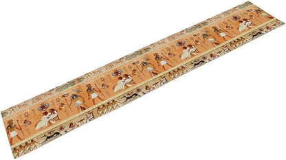 Ancient Table Runner, Mythology Egyptian Gods Pharaohs Antique Golden Hieroglyphs Print Pattern Table Runner for Dining Bedroom Kitchen Party Outdoor 13x120in