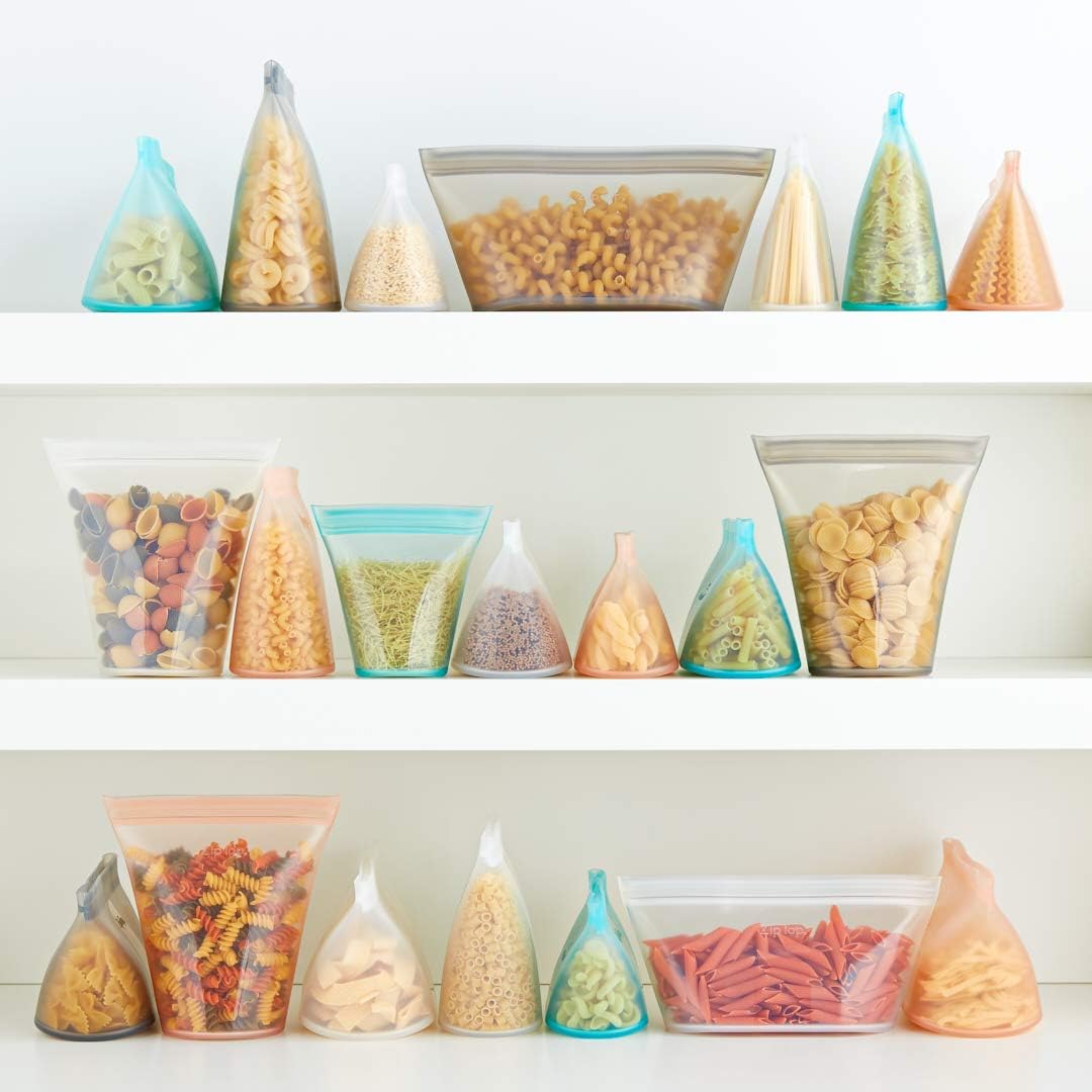 Zip Top Reusable Food Storage Bags, Medium Cup [Lavender], Silicone Meal Prep Container, Microwave, Dishwasher and Freezer Safe, Made in the USA