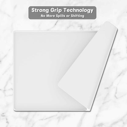 Rnivvi Silicone Coffee Mat, 12" x 19" Waterproof Raised Edge Coffee Bar Mats for Espresso Machine Station Accessories, Heat Resistant Dish Drying Pad for Kitchen Counter, Rubber Bar Decor Pad, White