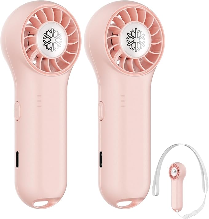 DREAMME 2 Portable Handheld Fan, Powerful Mini Fan, 4-Speed Personal Small, Cute Small Pocket, Rechargeable Operated Lash Fan for Travel, Summer Gifts for Women, Girls, Pink