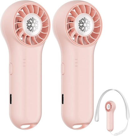 DREAMME 2 Portable Handheld Fan, Powerful Mini Fan, 4-Speed Personal Small, Cute Small Pocket, Rechargeable Operated Lash Fan for Travel, Summer Gifts for Women, Girls, Pink