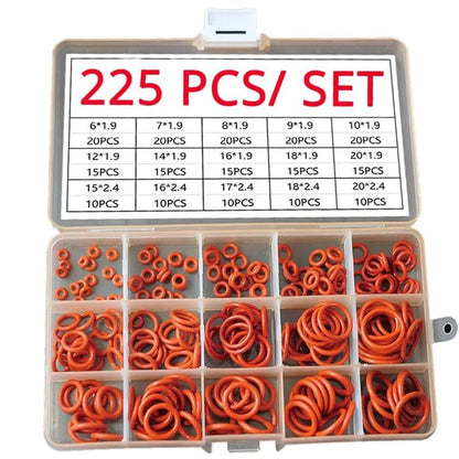 Silicone Rubber O-Ring Assortment Kit 225 Pieces 15 Sizes Metric VMQ Sealing Gasket Set for Cup Lids, Coffee Maker, Brewing Fitting, Washer, Filter