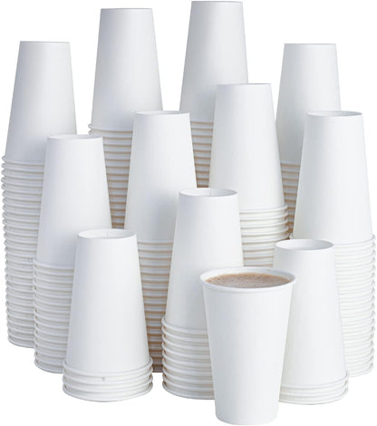 Litopak 210 Pack 16 oz Disposable Paper Coffee Cup, Hot/Cold Beverage Drinking Cups for Water, Paper Coffee Cups, White Hot Coffee Cups