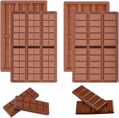 4-PACK Chocolate Bar Molds - Silicone Break Apart Protein and Engery Bar Candy Chocolate Molds