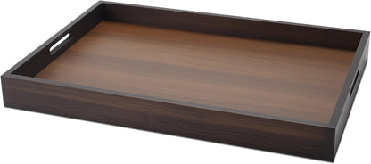 Wood Serving Tray Decor, 15"x10"x1.5" Medium Serving Tray for Party, Ottoman, Coffe Table, Bar, Breakfast in Bed, Dining, Home Decor