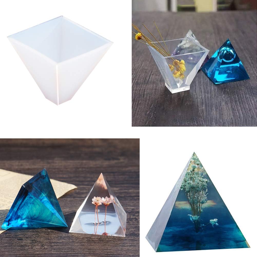 EuTengHao 18Pcs DIY Silicone Resin Casting Molds Tools Set Includes 6 Resin Casting Molds Large Clear Silicone Molds 2 Measurement Cup 10 Wood Sticks