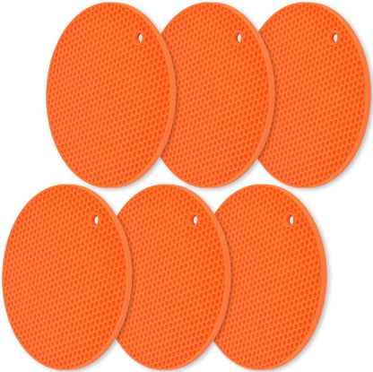homEdge Silicone Trivets Mat, 6 Packs Multipurpose Non Slip Heat Resistant Pot Holder-Orange