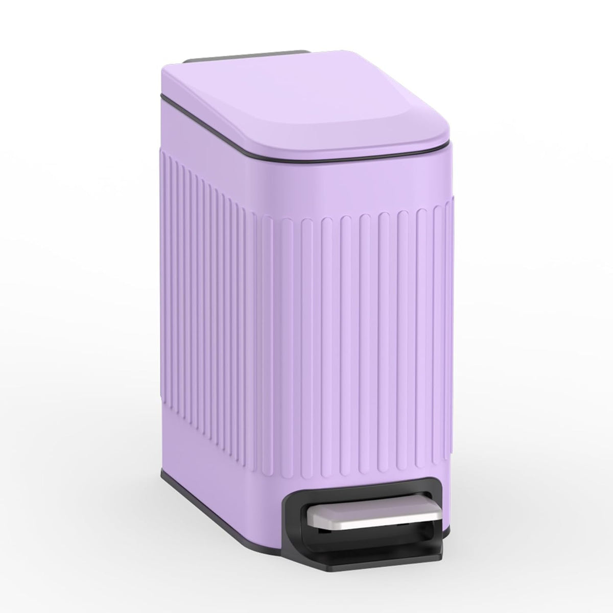 TrashAid Slim Bathroom Trash Can with Lid Soft Close, 6 Liter/1.6 Gallon Stainless Steel Small Garbage Can with Removable Inner Bucket, Step Pedal, Slim Wastebasket for Toilet, Office, Bedroom, Purple