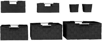 Sorbus Storage Baskets for Organizing (Set of 7), Mesh Hand-Woven Design, Linen Closet Organizers and Storage, Organizer Storage Baskets for Shelves, Variety Pack Organizers and Storage (Black)