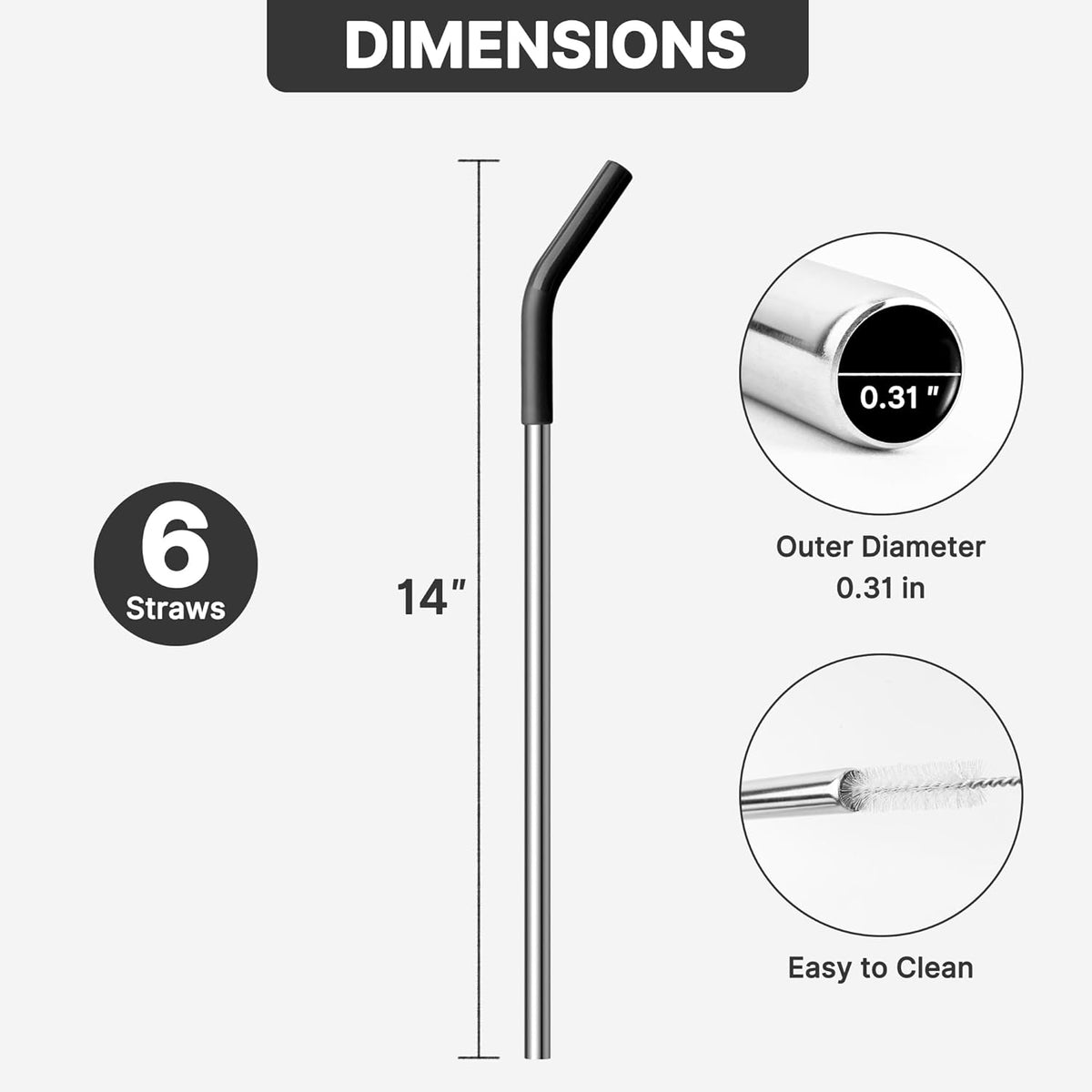 Stainless Steel Straws for 40oz Stanley Cup Tumbler, 40 oz Metal Reusable Replacement Straight Straws for Simple Modern/Meoky/Owala Tumbler