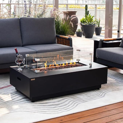 Westwood 50” Propane Fire Pit Smokeless Firepit Converts to Outdoor Gas Fire Pit for Outside Patio Firepit Table Includes Windscreen Rain & Tank Cover Lava Rocks Lid CSA Certified