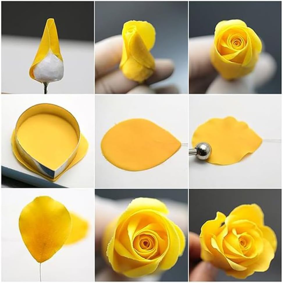 AK ART Kitchenware Silicone Veiner Stainless Steel Fondant Cutter Set for Gum Paste Flower Leaf Sugar Craft Tools Cake Decorating Supplies Silicone