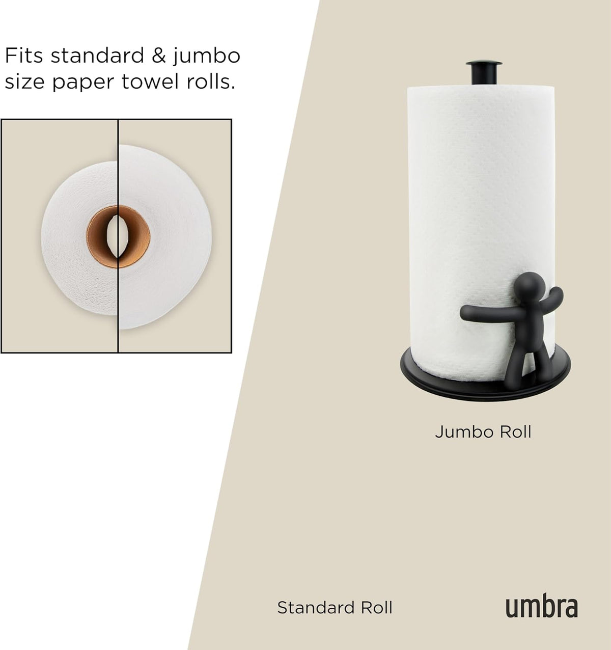 Umbra Buddy Paper Towel Holder, Black