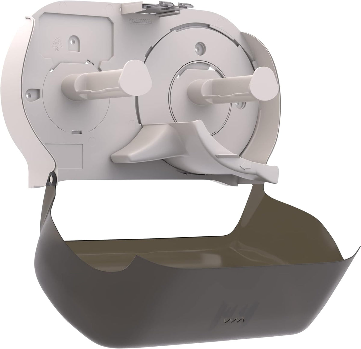 Tork Twin Jumbo Toilet Paper Roll Dispenser Smoke T22, Refill Indicator Window, 56TR
