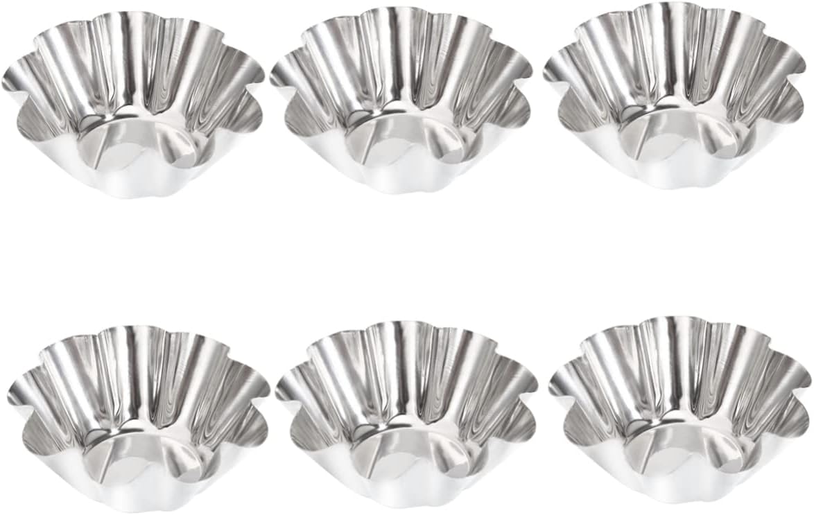 Mikinona 12pcs Non- Stick Tart Pans Tart Mould Egg Tart Molds Stainless Steel Tart Baking Mold Oven Pans Nonstick Bakeware Cupcake Wrapper Egg Tart Baking Cups Tart Tin Mini Non Stick Pan