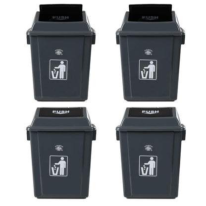 6 Gallon Plastic Swing Top TrashBin/Garbage Can, Lidded Wastebasket Trash Can for Kitchen, Garage, Office, Grey (4 Pack)