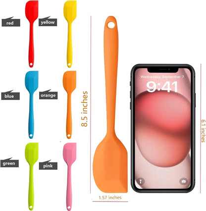 8 Pieces Silicone Spatulas,8.5 inch Non-stick Spatulas with Stainless Steel Core,Heat Resistant-500℉, One Piece Design,Food Grade Silicone