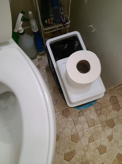 JOYBOS Bathroom Trash Can, Small Dogproof Garbage Can with Lid 14 Liter Slim Plastic Bin 4 Gallon Waste Basket for Bedroom Office Trashcan RV Narrow Place,White