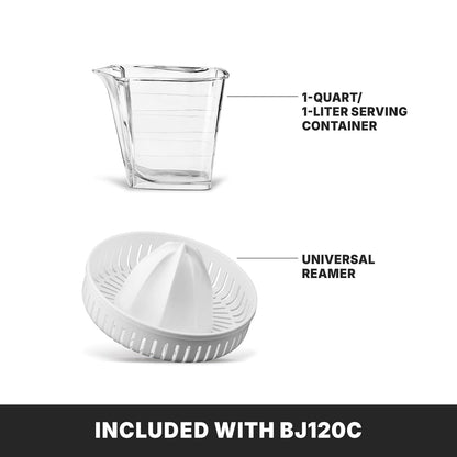 Waring Commercial BJ120C Compact Citrus Juicer, 120V, 5-15 Phase Plug,White, 34 Ounce