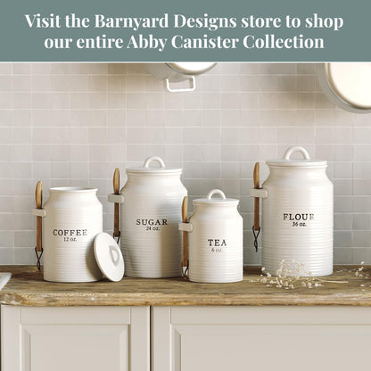 Barnyard Designs Canister Set for Kitchen Counter, Coffee Tea Sugar Container Ceramic Set, Decorative Canisters, Rustic Farmhouse Canister Jars