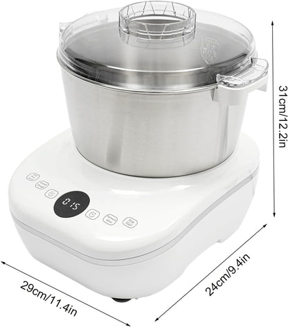 Electric Dough Maker with Ferment Function, 5L/ 4.5Qt 200W 304 Stainless Steel Dough Mixer Machine, Commercial Bread Mixer for Roti Bread Pizza Baking Dumpling Dough & Sourdough(White)