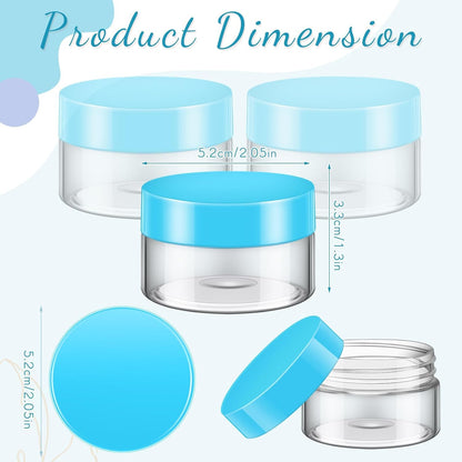 Patelai 4 Pieces Round Wide-mouth Leak Proof Plastic Container Jars with Lids for Travel Storage Makeup Beauty Products Face Creams Oils Salves Ointments DIY Making(1 Ounce,Blue)