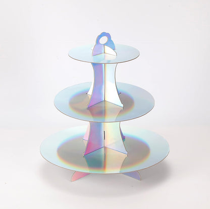 3-Tier Cupcake Stand, Round Rainbow Cake Stand holder, Tiered DIY Cupcake Stand Tower for Dessert Table Displays