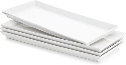 Sweese Rectangular Porcelain Platters, Serving Trays for Parties, 13.8 Inch Large Serving Dishes for Steak, Taco, Sushi, Appetizer, Cake