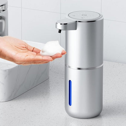 Automatic Foaming Soap Dispenser Touchless,Liquid Soap Dispenser 4-Level Adjustable Hands-Free Wall Mount Soap Dispensing for Bathroom and Kitchen Silverr