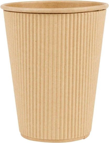Restaurantware Ripple Wall Coffee Cup 500 Count 12 Ounce Insulated Hot Beverage Cup Disposable Non-Slip 12 Oz For Coffee Shops, Cafes, Bakeries, Kraft