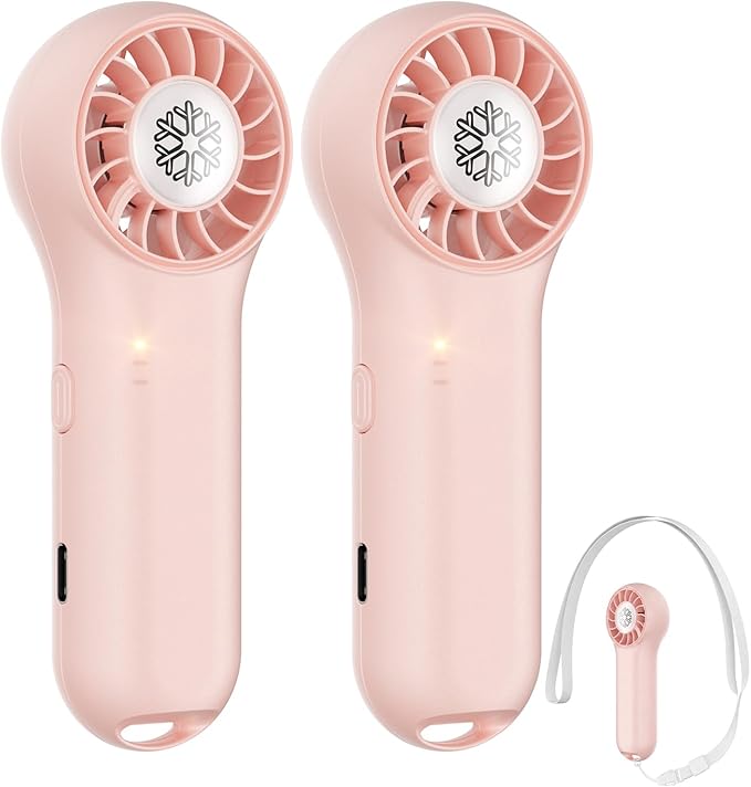 DREAMME 2 Portable Handheld Fan, Powerful Mini Fan, 4-Speed Personal Small, Cute Small Pocket, Rechargeable Operated Lash Fan for Travel, Summer Gifts for Women, Girls, Pink