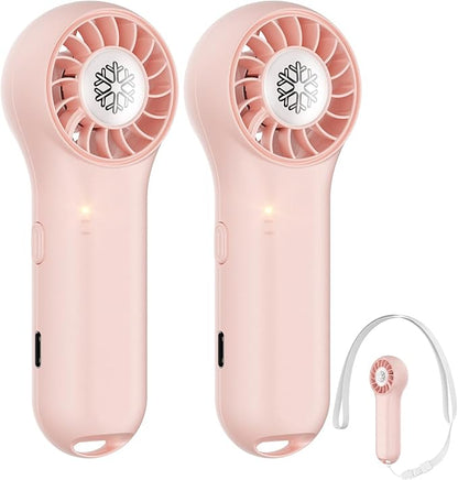 DREAMME 2 Portable Handheld Fan, Powerful Mini Fan, 4-Speed Personal Small, Cute Small Pocket, Rechargeable Operated Lash Fan for Travel, Summer Gifts for Women, Girls, Pink