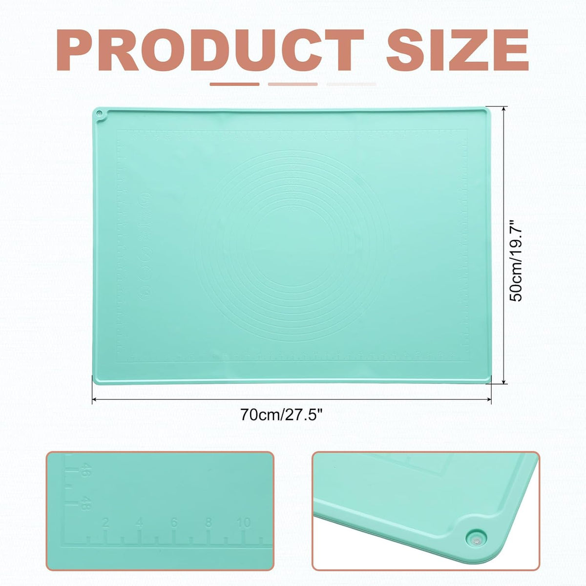 uxcell Silicone Pastry Mat, 27.5" x 19.7" Silicone Baking Mat with Measurements, Non-Stick Dough Rolling Mat for Making Pastry Cookies Bread Pizza
